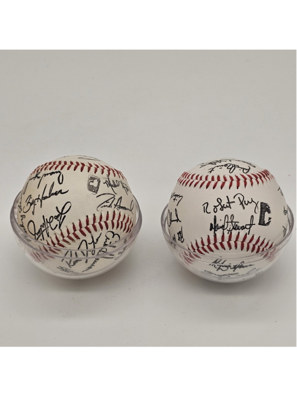 Lot of 2 Vintage Baseball Team Souvenir Facsimile Stamped Signature Baseballs
